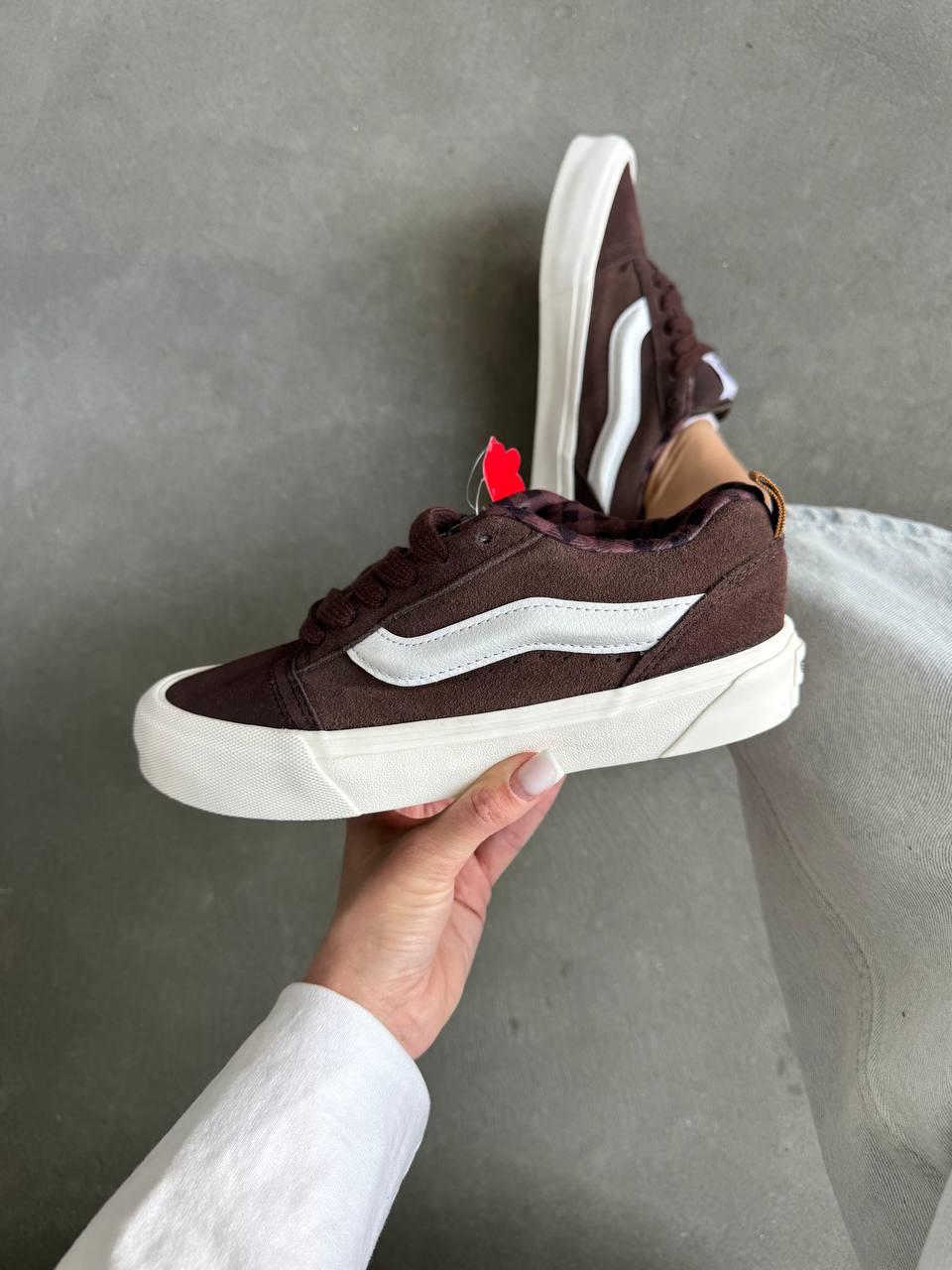 Жіночі демісезонні кросівки Vans KNU Skool Premium (коричневі) низькі повсякденні кроси OS0081 Ванс vkross