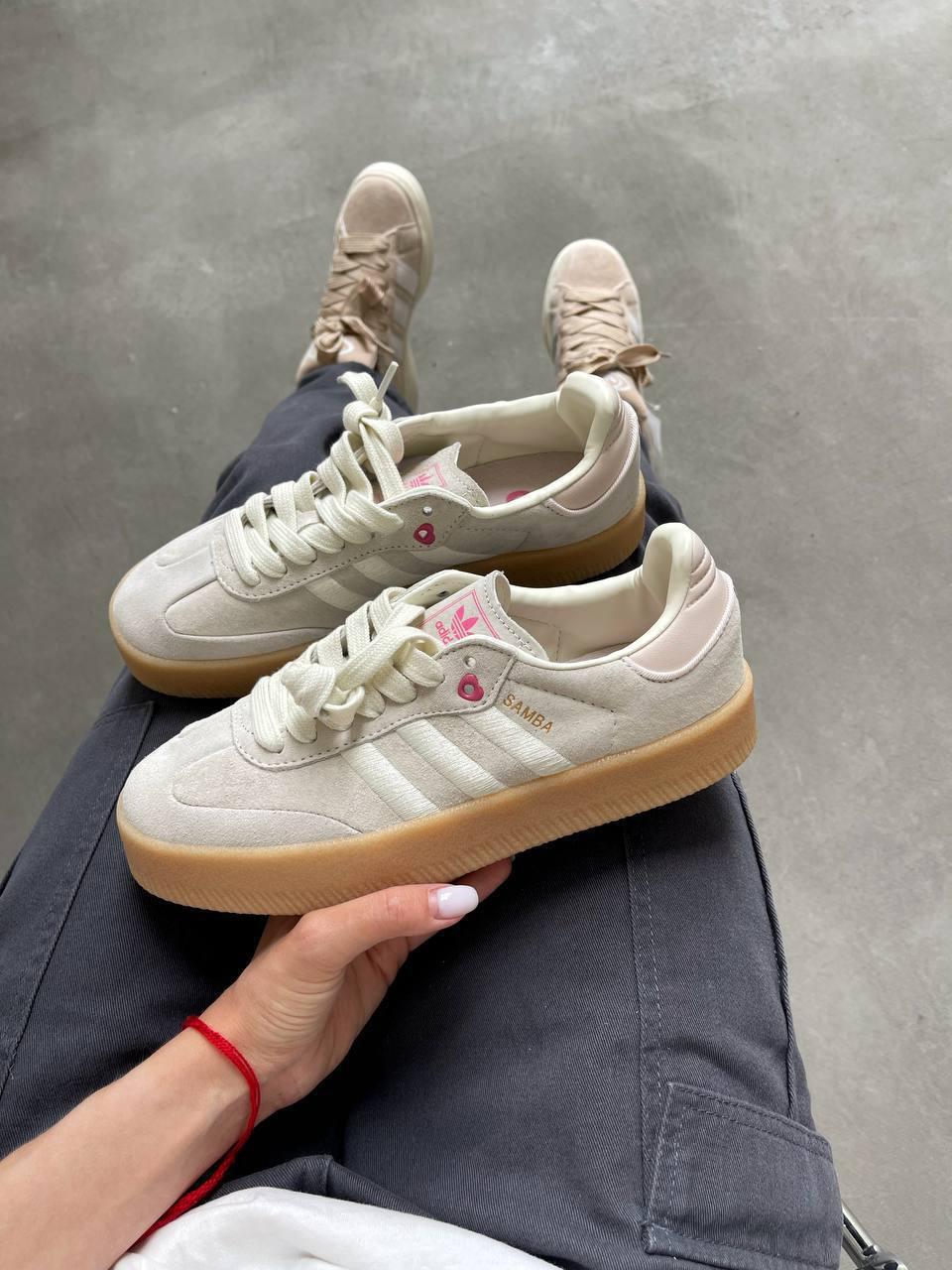 Жіночі спортивні кросівки Adidas Samba beige (бежеві) стильні повсякденні кроси A00149 Адідас vkross