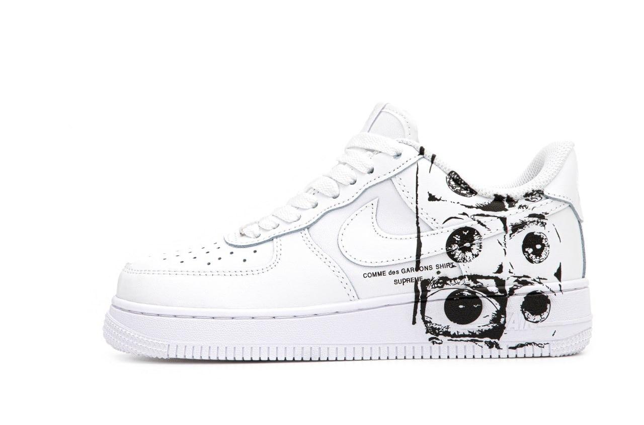 Жіночі демісезонні кросівки Nike Air Force 1 х Comme des Garçons Supreme (білі) спортивні 15131 Найк vkross, фото 1