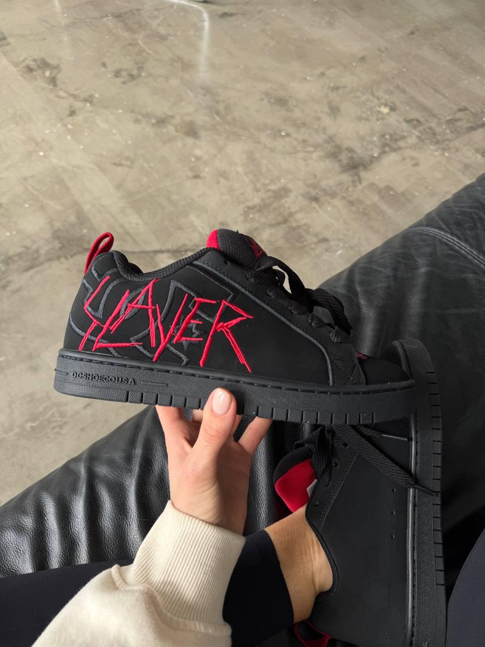 Жіночі кросівки DC x Slayer Court Graffik Black Red (чорні з червоним) спортивні кроси DG014 DC vkross