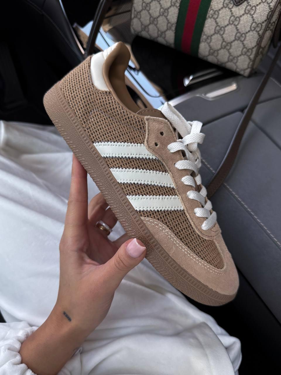 Жіночі спортивні кросівки Adidas Samba OG Cardboard (бежеві) стильні повсякденні кроси 1439 Адідас vkross