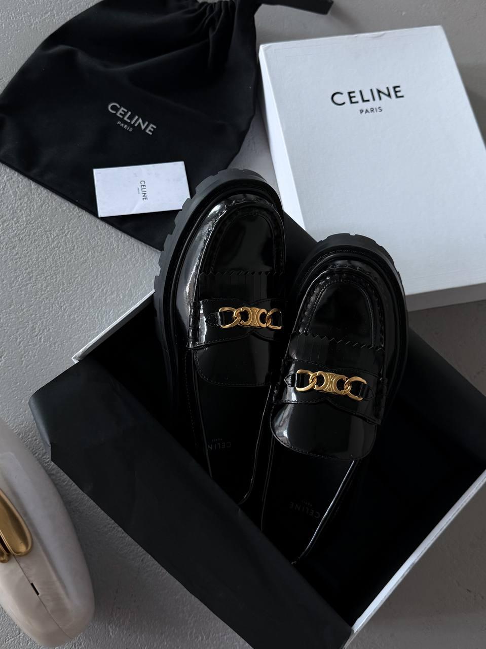 Жіночі повсякденні лофери Celine leafers black (чорні) стильні повсякденні туфлі ch030 Селін vkross