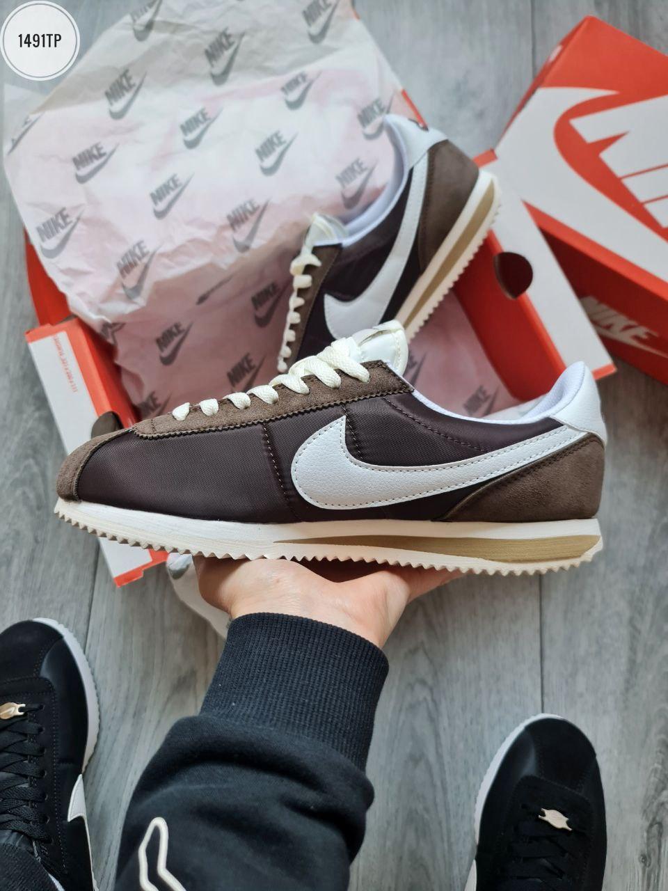 Чоловічі повсякденні кросівки Nike Cortez Brown (коричнево-білі) модні демісезонні кроси 1491TP Найк vkross, фото 1