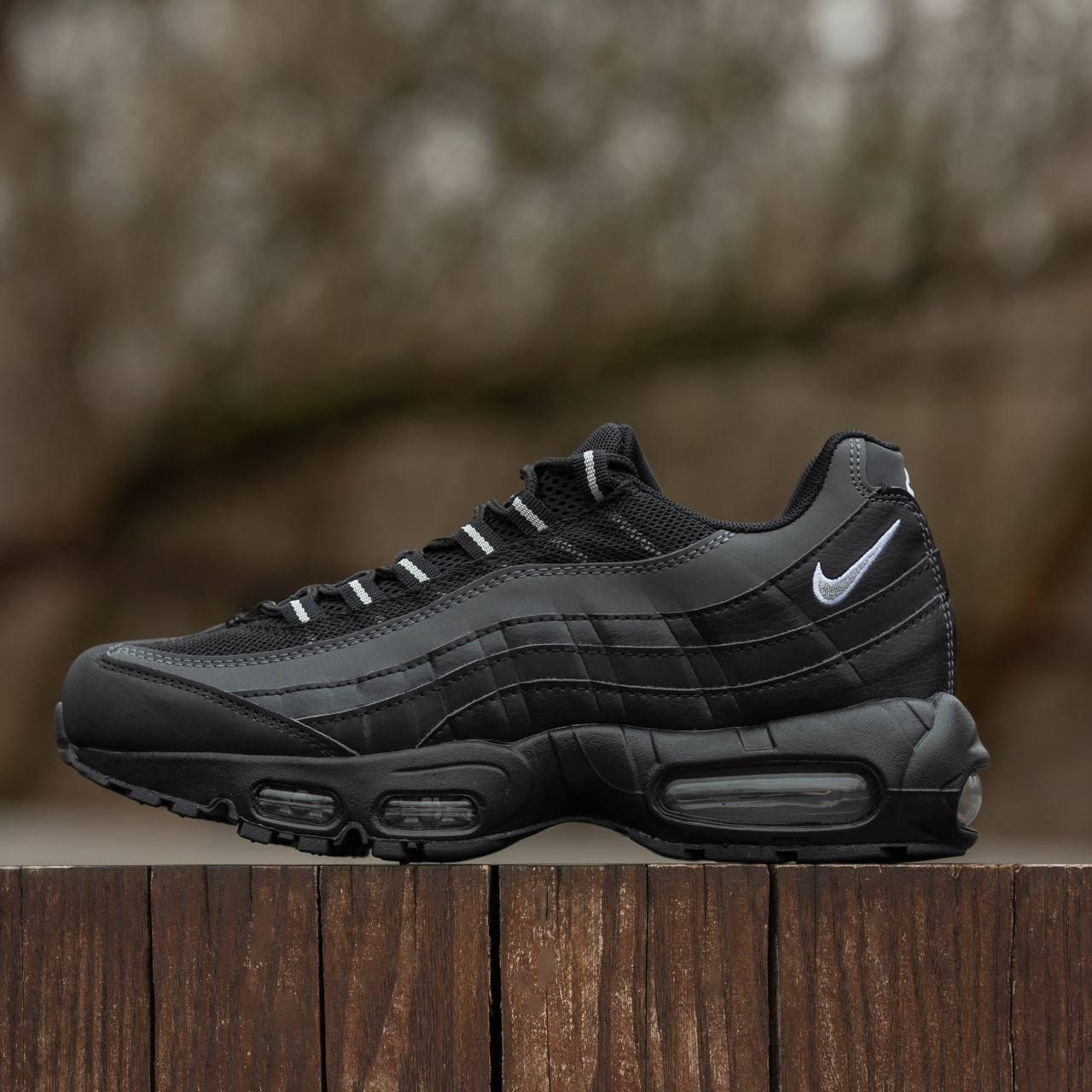 Чоловічі кросівки Nike Air Max 95 Black Grey (чорно-сірі) модні спортивні кроси 2229 Найк vkross, фото 1