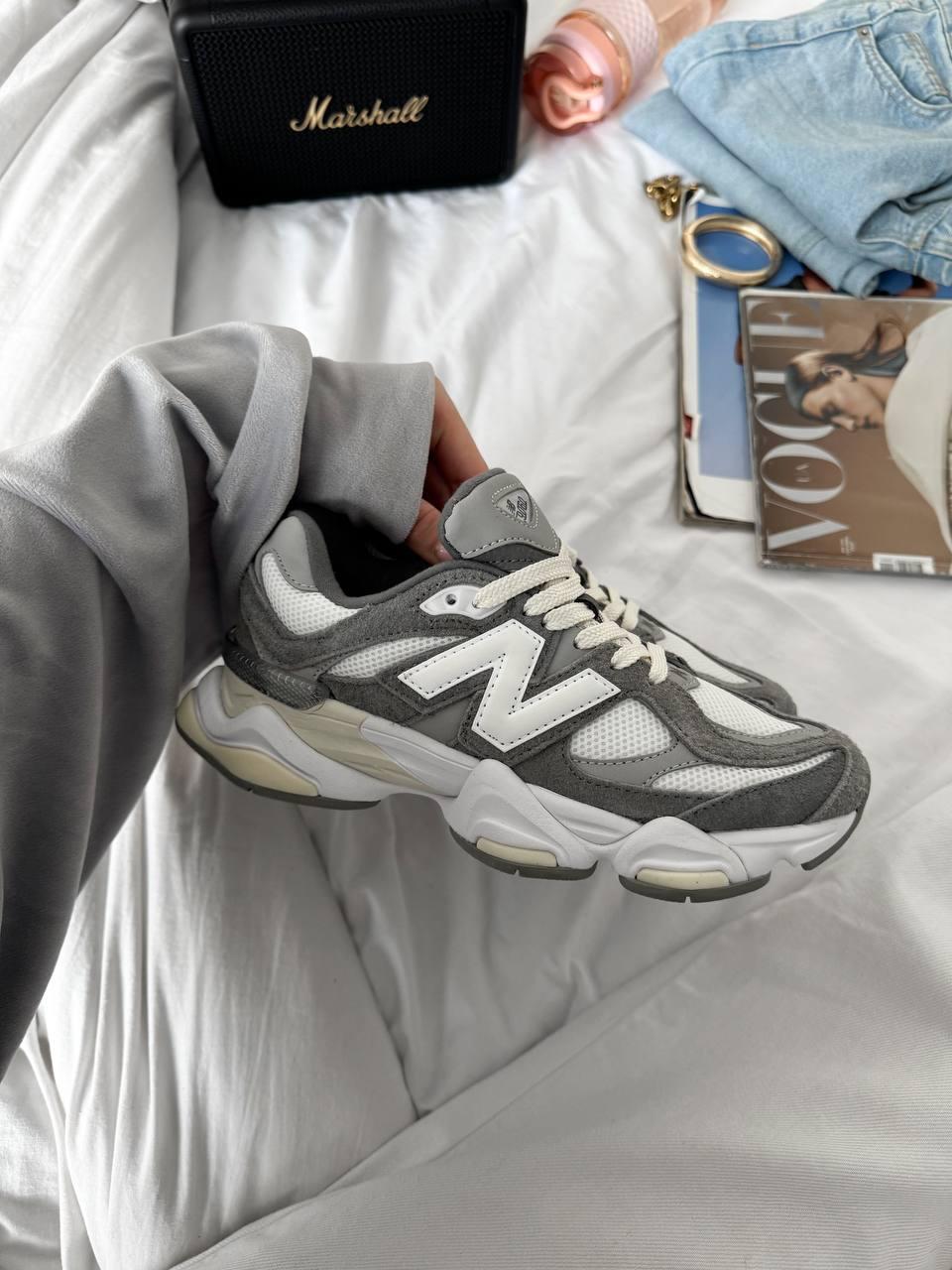 Жіночі спортивні кросівки New Balance 9060 (сіро-білі) демісезонні кроси 5674456 Нью Беленс vkross