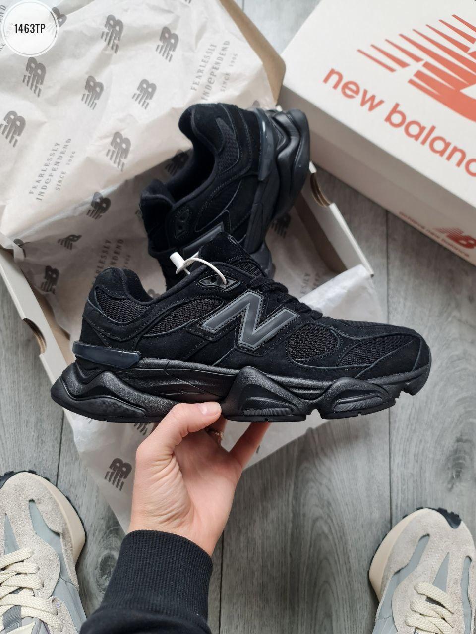 Чоловічі спортивні кросівки New Balance 9060 Total Black (чорні) демісезонні кроси 1463TP Нью Беленс vkross, фото 1