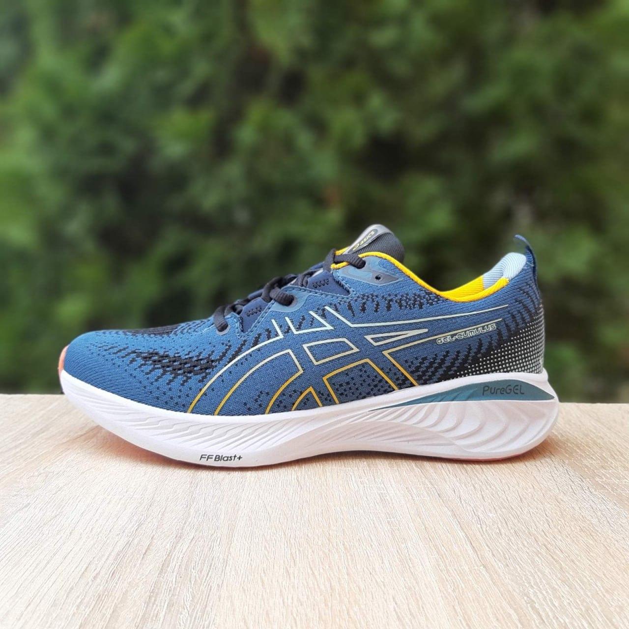 Чоловічі кросівки Asics GEL-CUMULUS 25 (сині з жовтогарячим) модні низькі кросівки 11482 Асікс vkross, фото 1