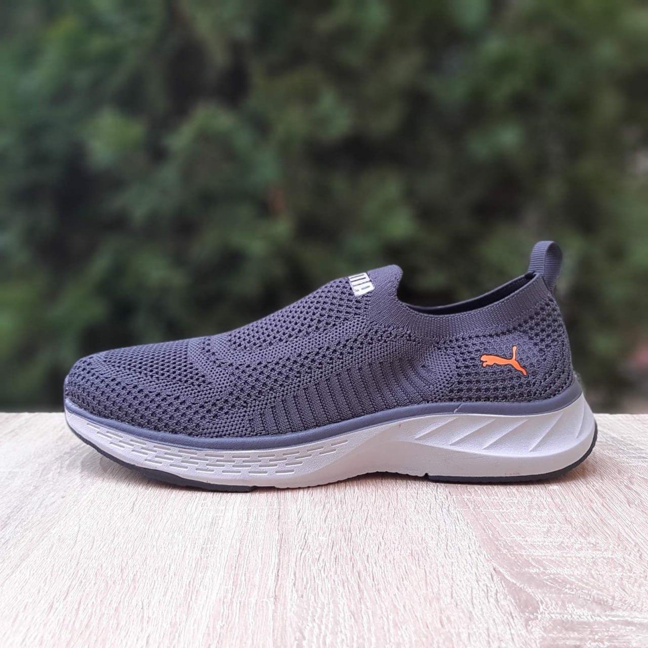 Чоловічі кросівки Puma SOFTRIDE (сірі з жовтогарячим) спортивні стильні мокасини 11508 Пума vkross, фото 1