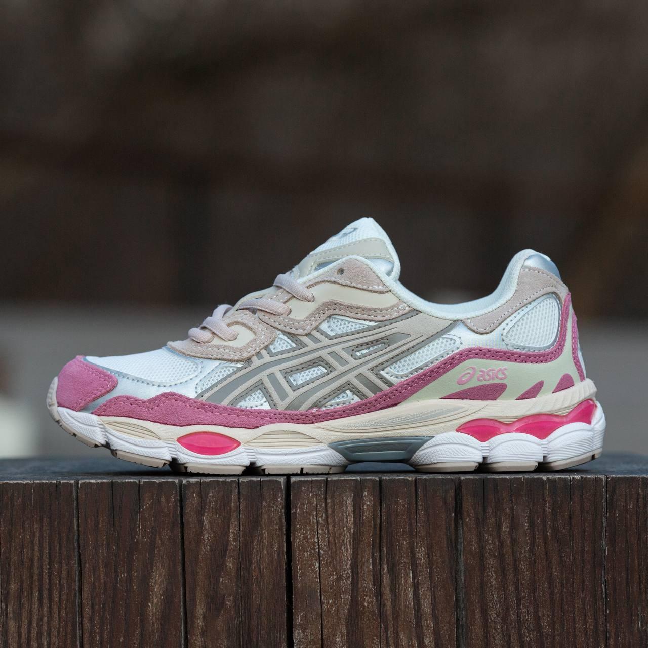 Жіночі демісезонні кросівки Asics GEL-NYC White Grey Pink (біло-рожеві) спортивні кроси 2065 Асікс vkross