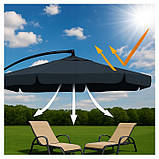 Парасоля садова з нахилом 3,5м СВІТЛО СІРА + ЧЕХОЛ Ideal Garden YN7011 Зонт садовий Зонтік Парасолька, фото 7