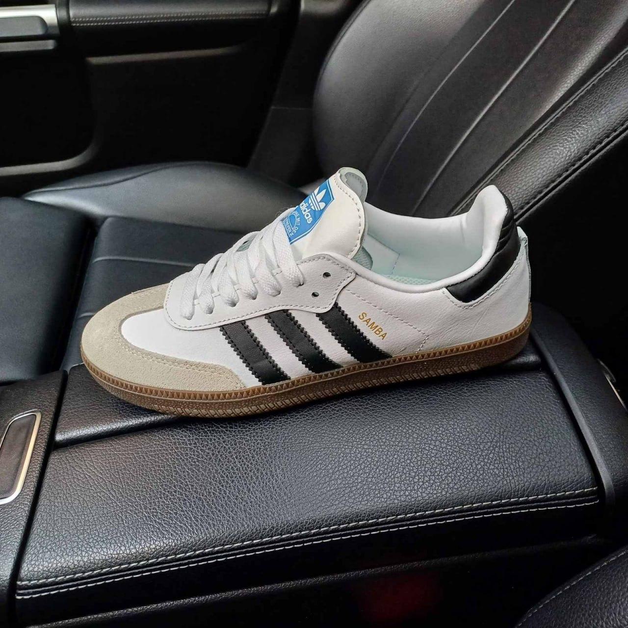 Жіночі спортивні кросівки Adidas Samba Vegan White/Gum (біло-чорні) повсякденні кроси 21141 Адідас vkross