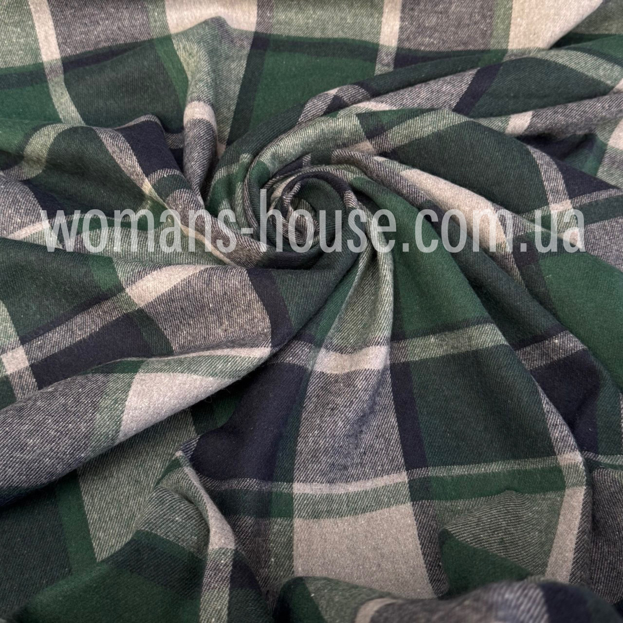 Сорочкова карта Байка тонка Фланель Зелений із синім, фото 1