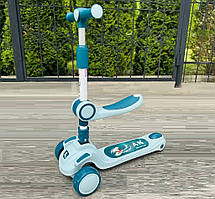 Самокат дитячий триколісний з сидінням для малюків світящимися колесами декой і мелодіями на УКРАЇНСЬКІЙ МОВІ