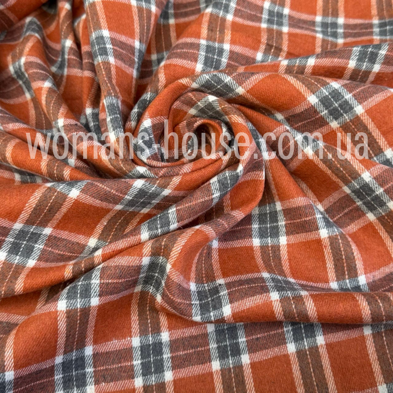 Сорочкова карта Байка тонка Фланель Жовтогарячий із сірим і білим, фото 1