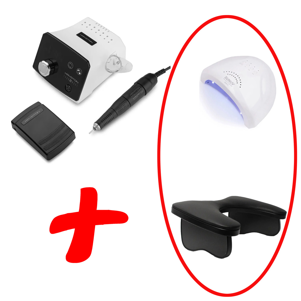 Фрезер для манікюру і педикюру KRYPTON II XPS-350 + лампа SUN1 ОРИГІНАЛ і підлокітник у подарунок, фото 1
