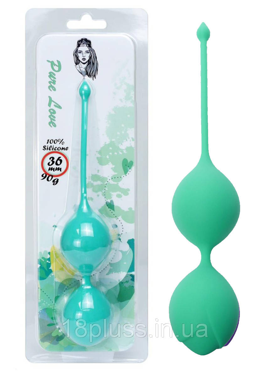 Силіконові вагінальні кульки для вправ Кегеля Silicone Kegel Balls Green, 36 мм, 90 г, фото 1