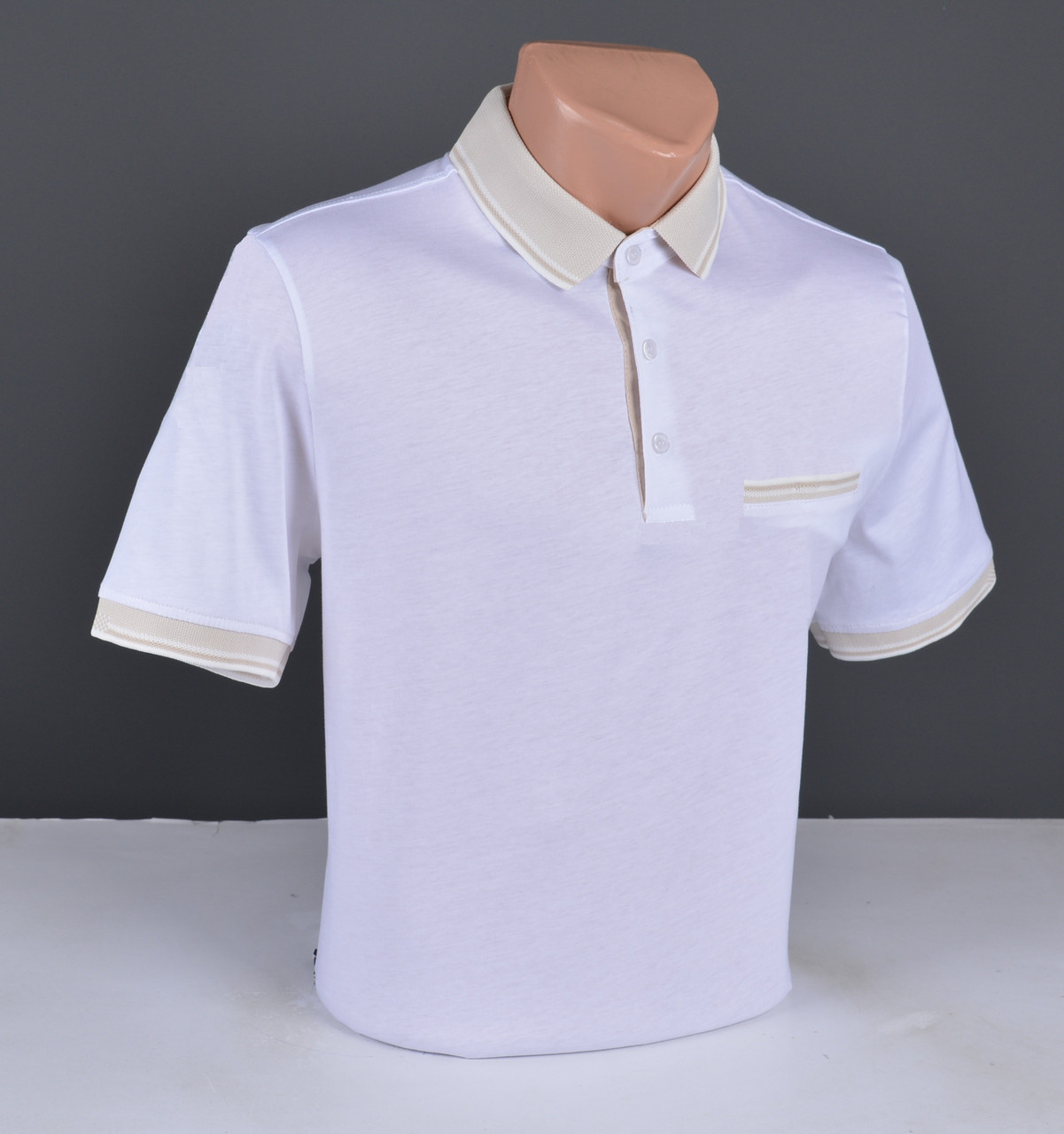 Чоловіча футболка з коміром ПОЛО біла Туреччина 2156, фото 1