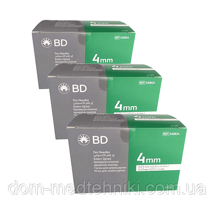 Голки інсулінові для шприц-ручок "BD Microfine Thin Wall" 4 мм (32G x 0,23 мм), 300 шт., фото 1
