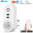 Melery LSPA2 інтелектуальна Wi-Fi-розетка EU plug з 2 USB-роз'ємами. Tuya, фото 3