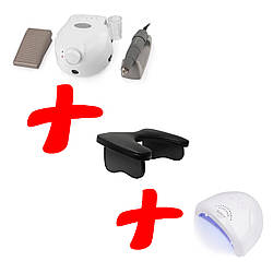 Фрезер для манікюру KRYPTON XPS-400 WHITE/GRAY + лампа SUN1 ОРИГІНАЛ і підлокітник у подарунок