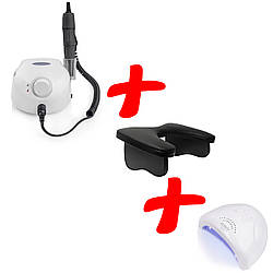 Фрезер для манікюру KRYPTON XPS-400 WHITE/PURPLE + лампа SUN1 ОРИГІНАЛ і підлокітник у подарунок