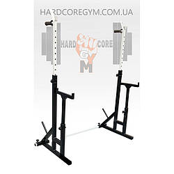 Стійки для присідання, жима лежачи та стоя, під штангу зі страховкою та брусами (до 200 кг) Чорно-білі
