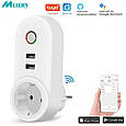 Melery LSPA2 інтелектуальна WiFi розетка EU plug з 2 USB-роз'ємами. Tuya, фото 3