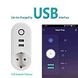 Melery LSPA2 інтелектуальна WiFi розетка EU plug з 2 USB-роз'ємами. Tuya, фото 4