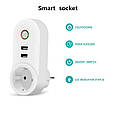 Melery LSPA2 інтелектуальна WiFi розетка EU plug з 2 USB-роз'ємами. Tuya, фото 7