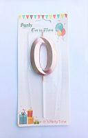 Свічка для торту 3D цифра 0 рожеве золото