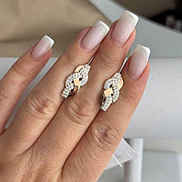 Срібні сережки з золотими вставками