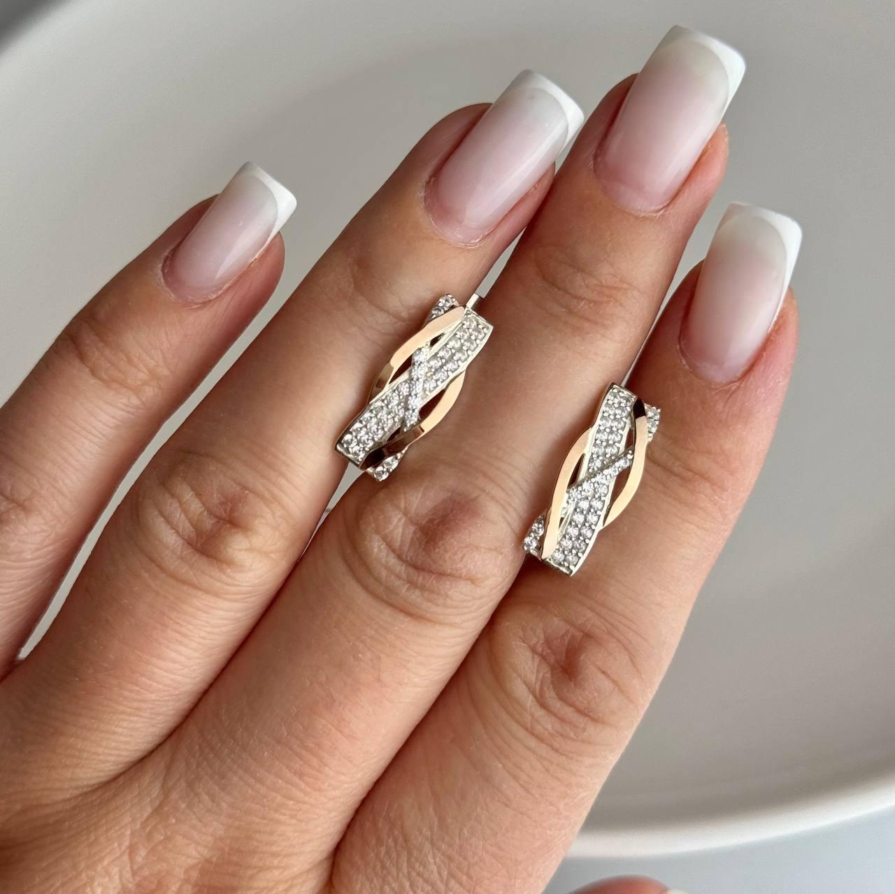 Срібні сережки з золотими вставками