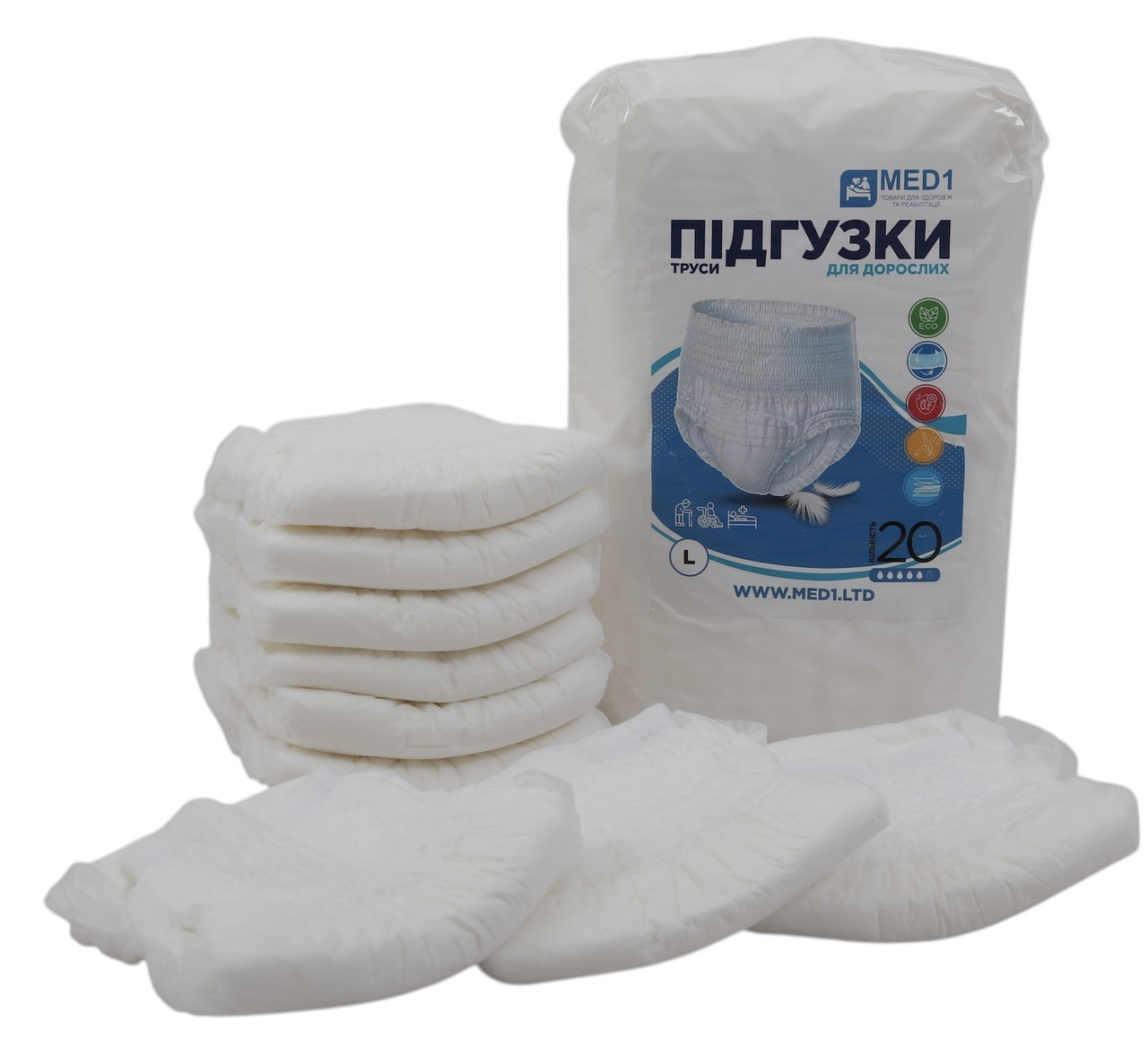 Труси-підгузки для дорослих MED1-WC02, розмір L (20 шт. в пакованні)