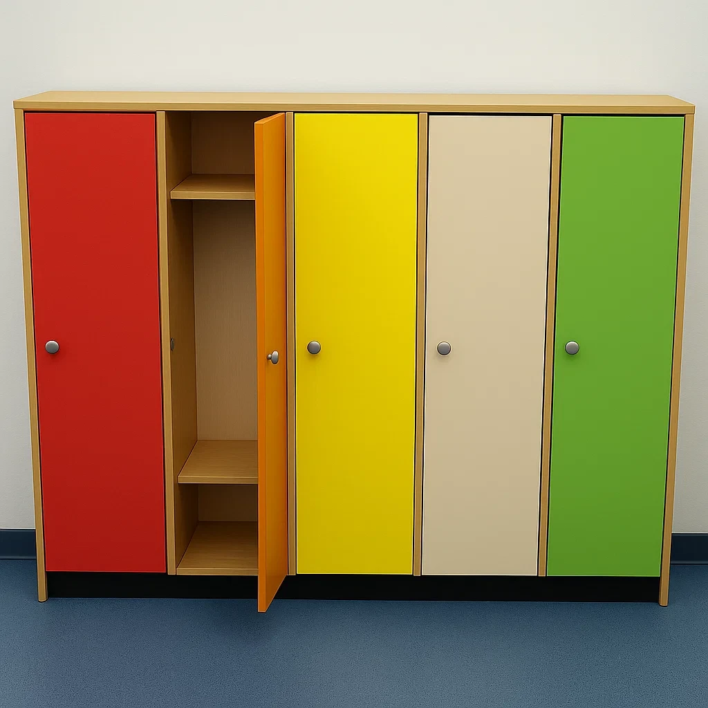 Шафа для роздягальні на 5 секції на металевих ніжках  Різнокольоровий DS-151, фото 1