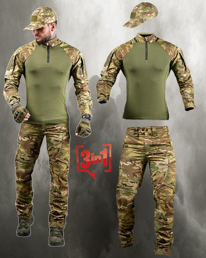 Літній Тактичний Костюм REZONANS мультикам з убаксом, штанами та кепкою ДЛ7085 ТМ, фото 1