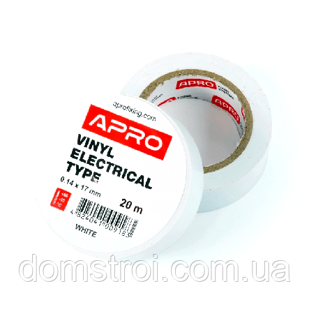 Стрічка ізоляційна APRO (біла) 17 мм 20 м, фото 3