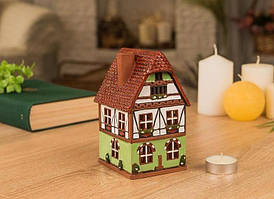 Керамічний будиночок свічник "Фахверк" зелений