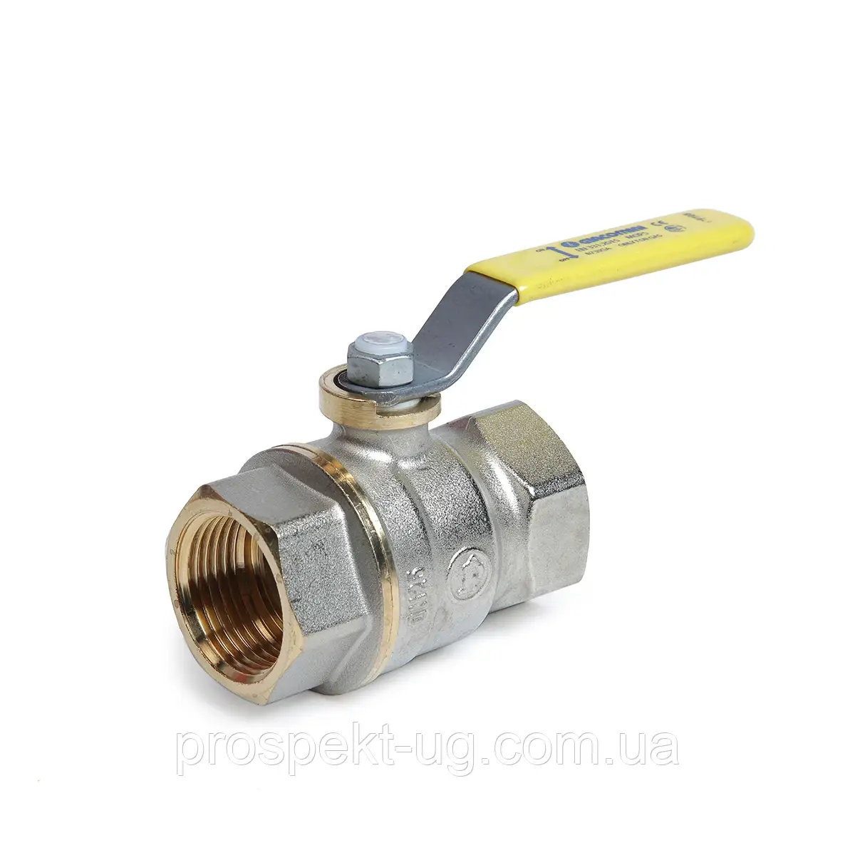 Кран Ду32 (1 1/4") ру5 для газу кульовий латунний важіль різьбовий В-В нікель Giacomini