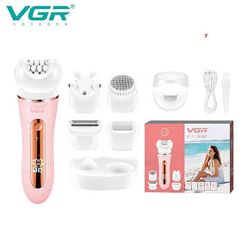 Епілятор VGR 5 в 1 V-751 PINK, 5 насадок, IPX6