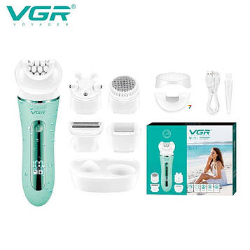 Епілятор VGR 5 в 1 V-751 GREEN, 5 насадок, IPX6