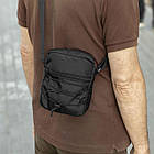 Сумка барсетка месенджер через плече чоловіча чорна з тканини KOMPAKT Black молодіжна, фото 3