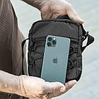 Сумка барсетка через плече чоловіча чорна з тканини KOMPAKT Yellow молодіжний месенджер, фото 10