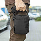 Сумка барсетка месенджер через плече чоловіча чорна з тканини KOMPAKT Blue молодіжна, фото 7