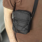 Сумка барсетка месенджер через плече чоловіча чорна з тканини KOMPAKT Black молодіжна, фото 2