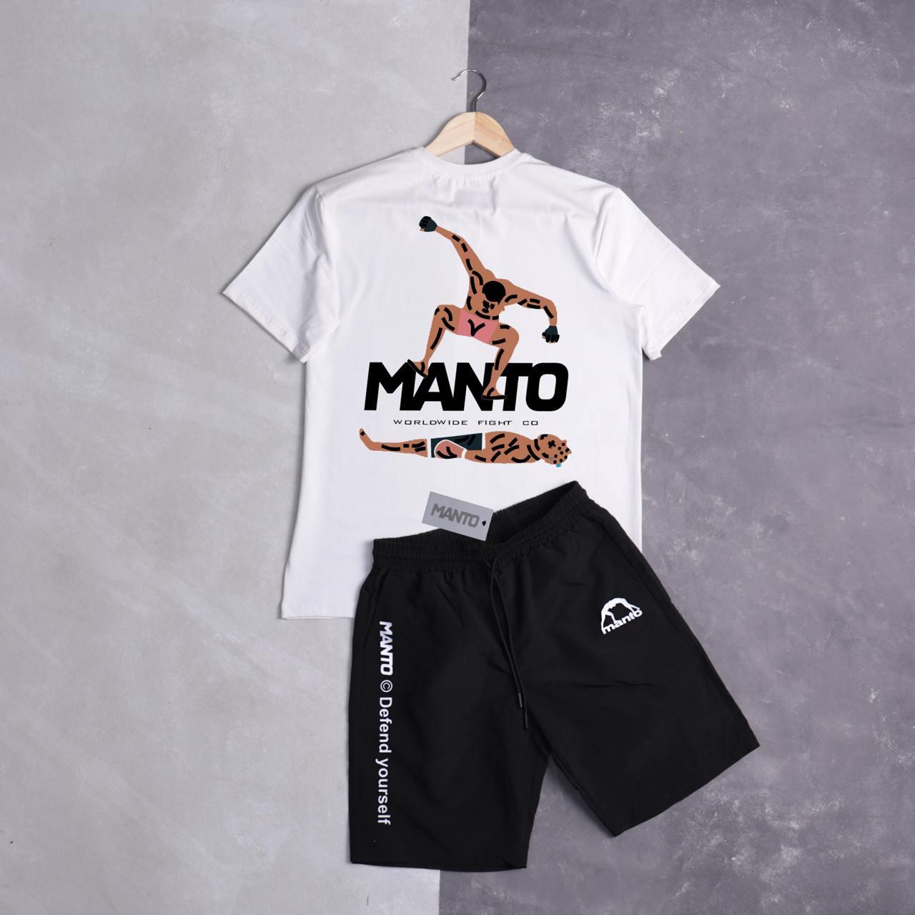Чоловічий літній костюм Manto Stomp Футболка + Шорти білий Комплект Манто на літо, фото 1