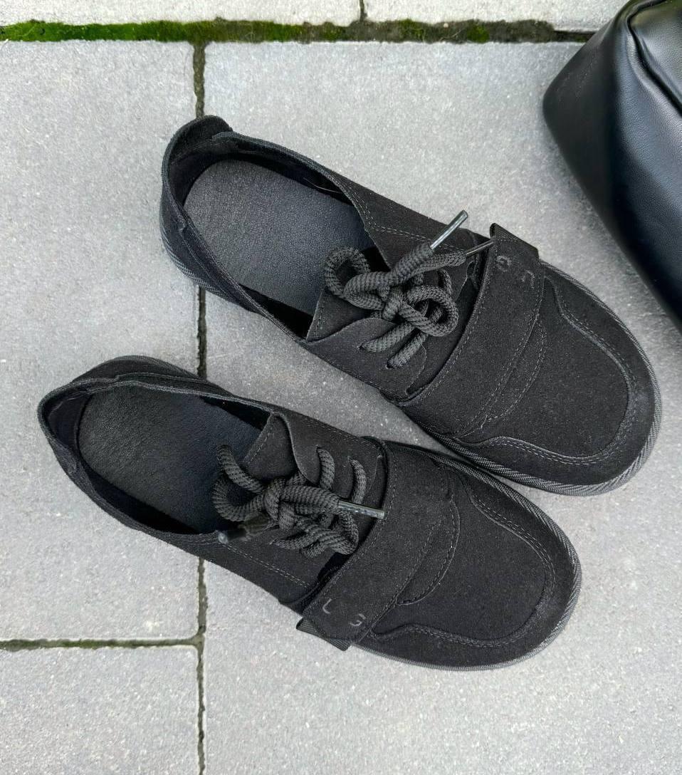 Жіночі лофери анатомічні туфлі чорні натуральна замша, фото 1