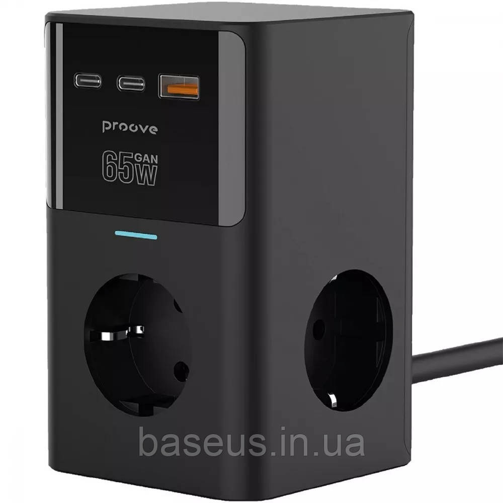 Мережевий фільтр з зарядкою для ноутів Proove Power Cube 65W (3xAC + 2xType-C + 1xUSB) 1.5m