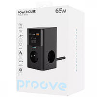 Мережевий фільтр з зарядкою для ноутів Proove Power Cube 65W (3xAC + 2xType-C + 1xUSB) 1.5m, фото 4
