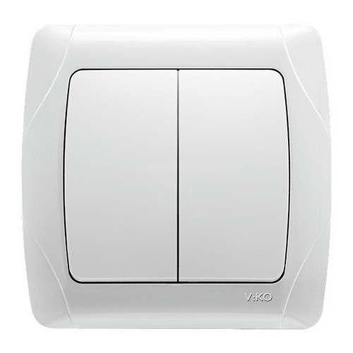 Вимикач двоклавішний Viko Carmen білий, фото 1