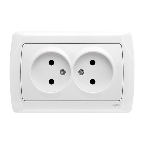 Розетка подвійна без заземлення Viko Carmen біла, фото 1